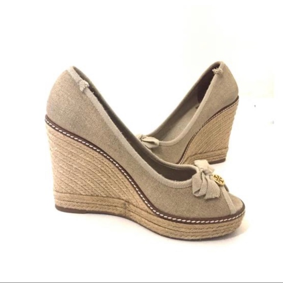 Tory Burch Jackie Peep-Toe Natural Espadrille Wedge - Picture 7 of 12